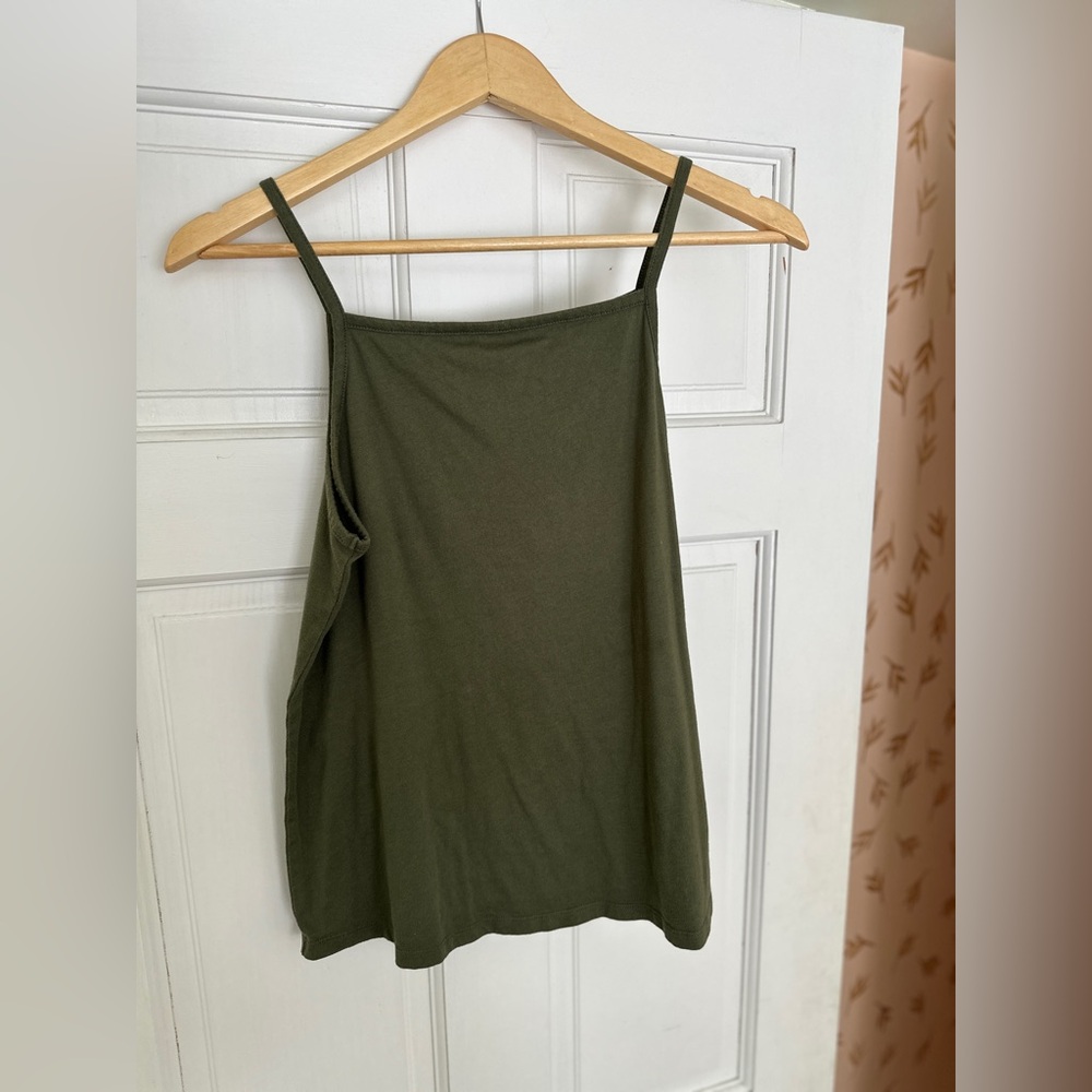 Old Navy Tall Relaxed Cami Cotton Tank Top Size XS Tall Olive Green